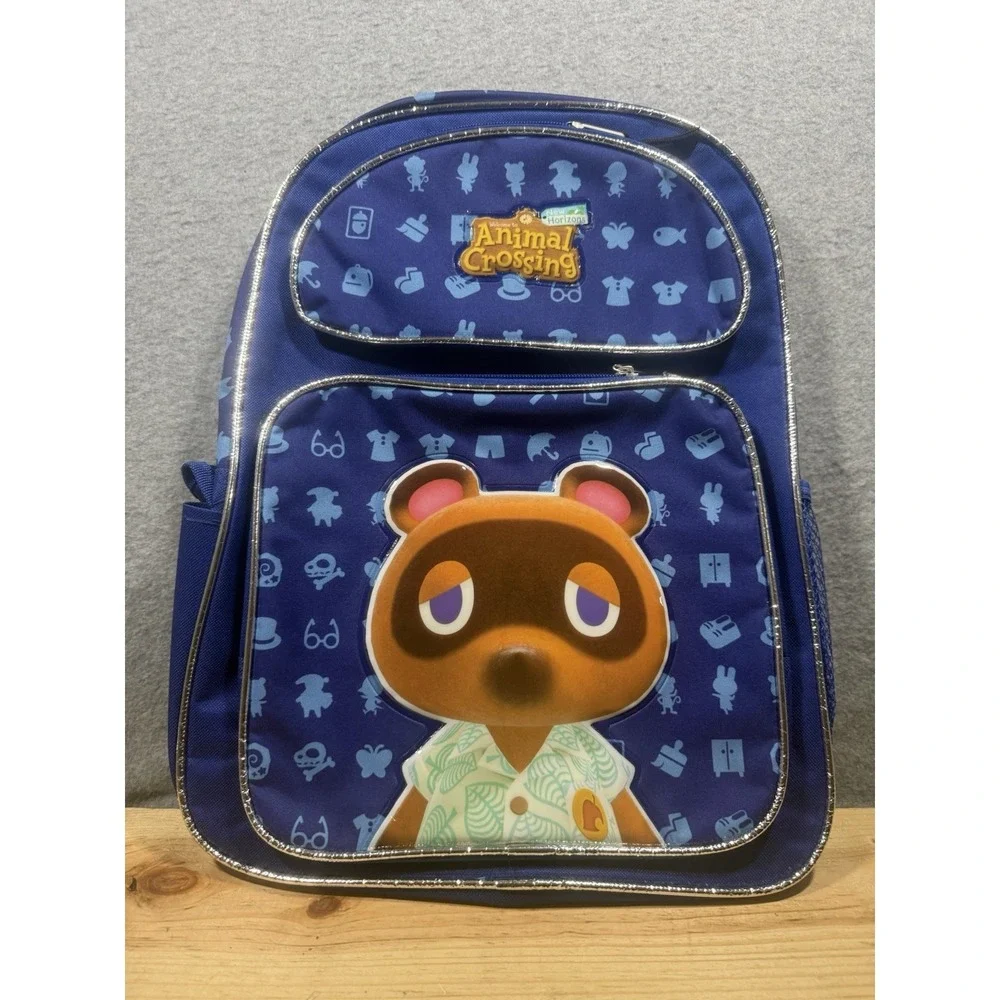 Nintendo Animal Crossing New Horizons Tom Nook Blue 16 Inch School Backpack NWT